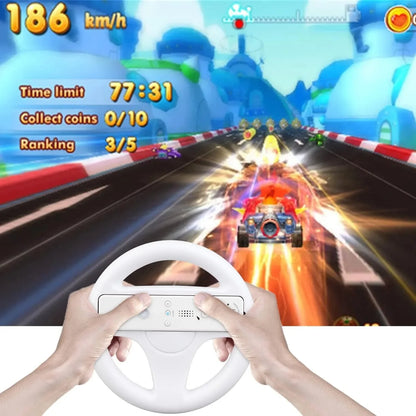 2Pcs Steering Wheel for Nintendo Wii Remote Game White Racing Wheel Game Controller wheel White Compatible with Mario Kart