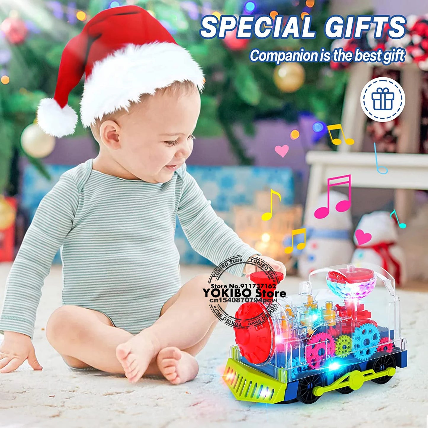 Electric Train Toy for Kids Toddlers Crawling Train with Light  Sound Music Early Educational Toys Train Toys for Kids Baby Toys