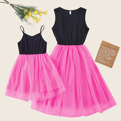 Mother Kids Summer Clothes Family Matching Outfits Mom And Daughter Lace Wedding Dresses For Girls Sleeveless Party Dress 2023