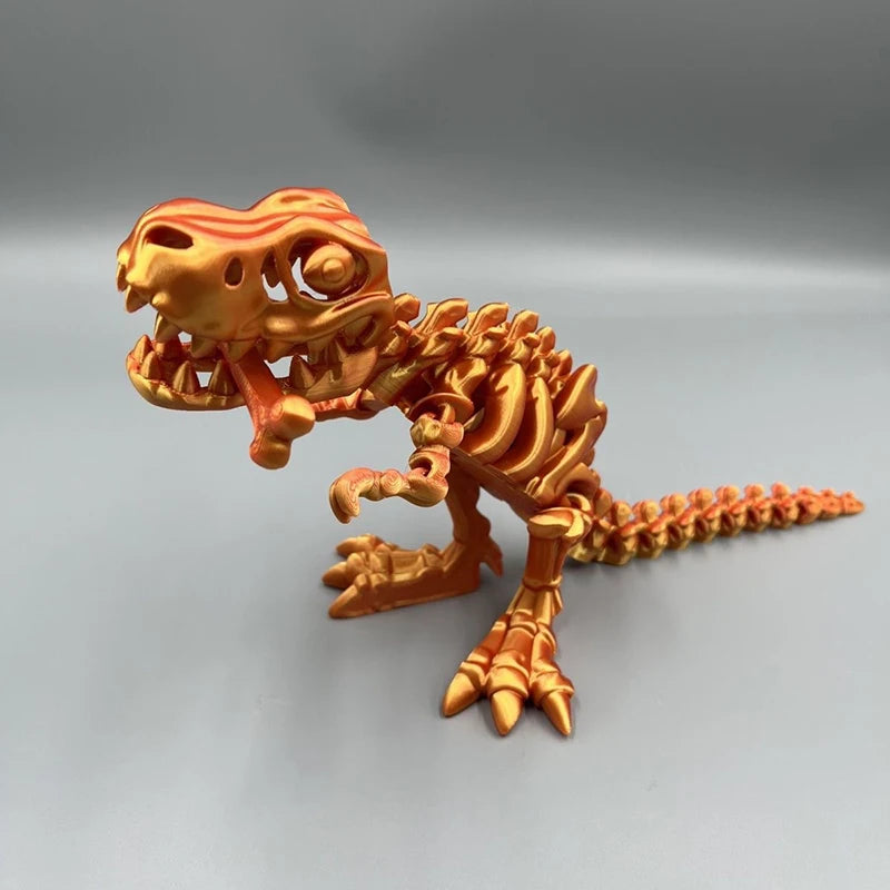 3D Printed Dragon Set Crafts Model Decoration Fidget Toy Rotatable Tyrannosaurus Rex Skeleton Dinosaur Gift for Kids Birthdays