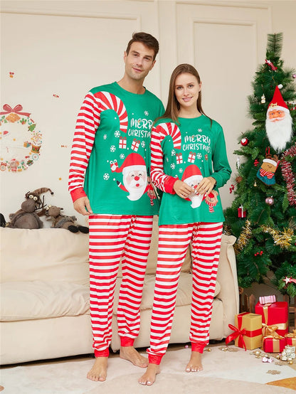 Christmas Father Son Mom Daughter Matching Pajamas Set Santa Claus Red Striped Long Sleeve Sleepwear Baby Jumpsuit Family Look