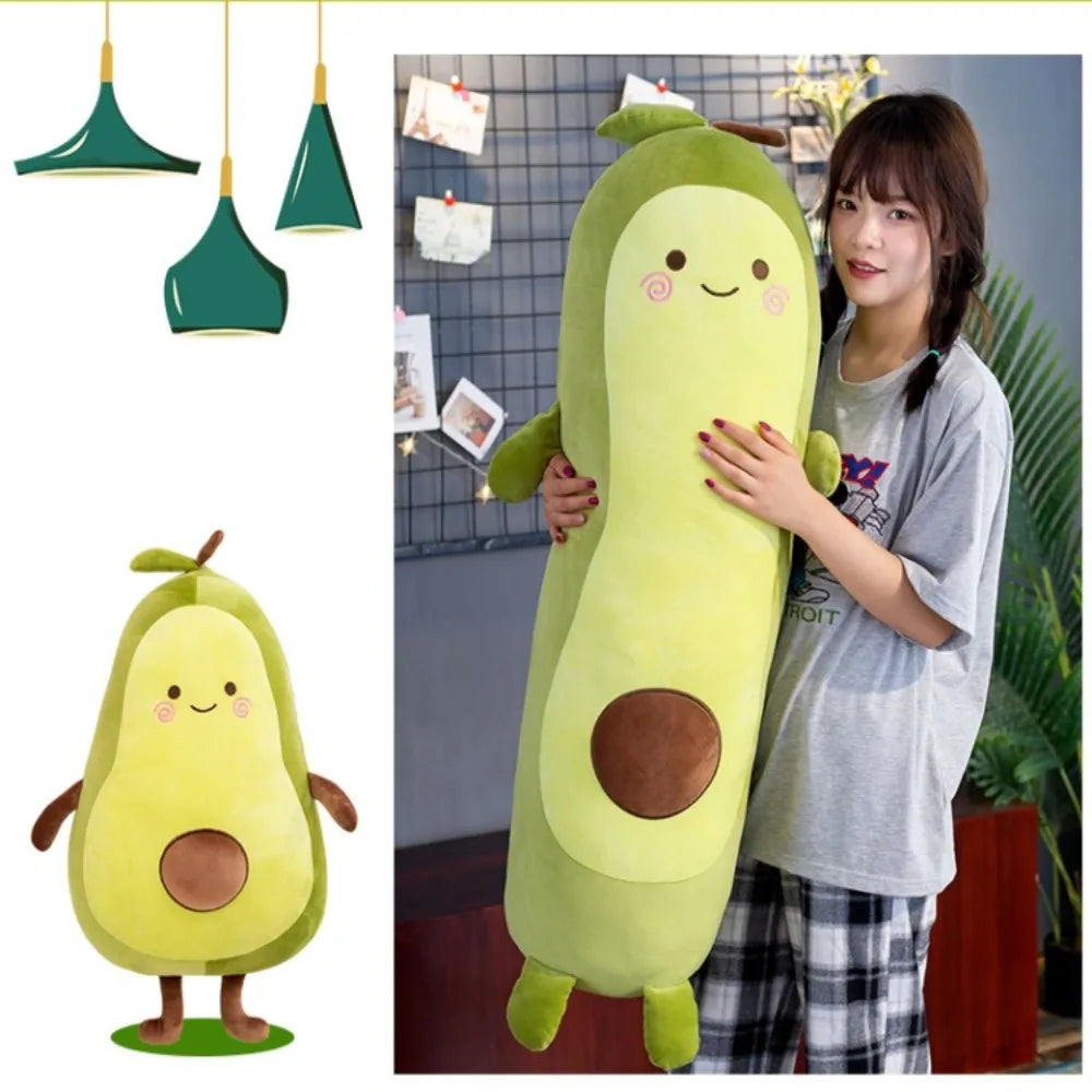 Kawaii Stuffed Fruit Avocado Doll Green Giant Avocado Plush Toy Soft Doll Big Sleeping Pillow Birthday Cute Gift for Girl