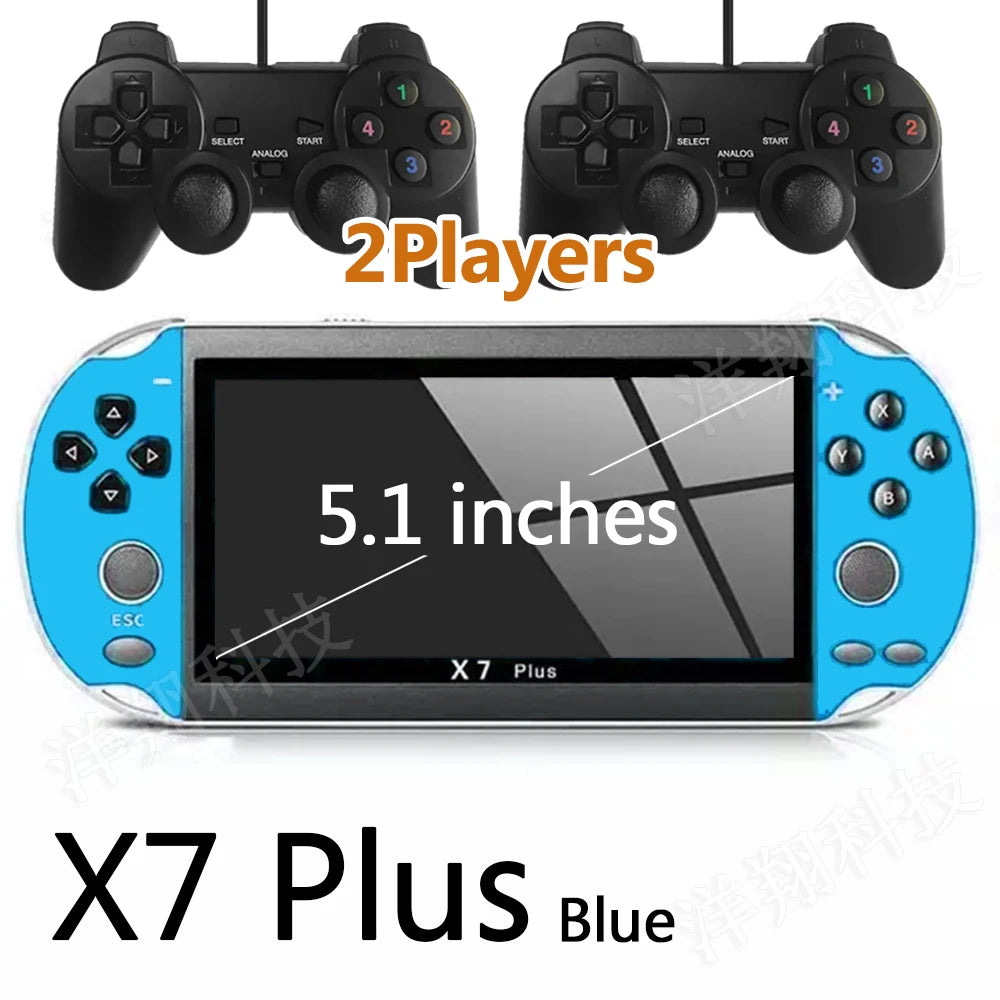 X7 Plus Handheld Game Console 5.1 Inch HD Screen Portable Audio Video Player Classic Play Built-in 10000+ Free Retro Games