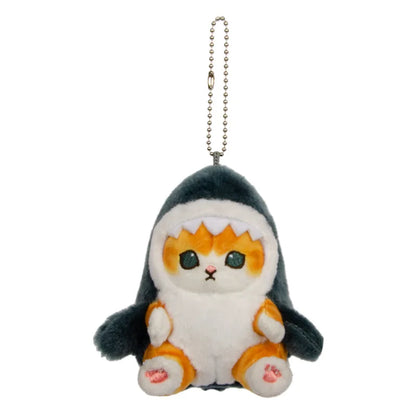 12cm Cartoon Shark Fried Shrimp Cat Plush Doll Soft Plush Bag Charm Stuffed Car Key Chain Pendant for Purse, Handbag Bag Decor