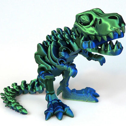 3D Printed Dragon Set Crafts Model Decoration Fidget Toy Rotatable Tyrannosaurus Rex Skeleton Dinosaur Gift for Kids Birthdays