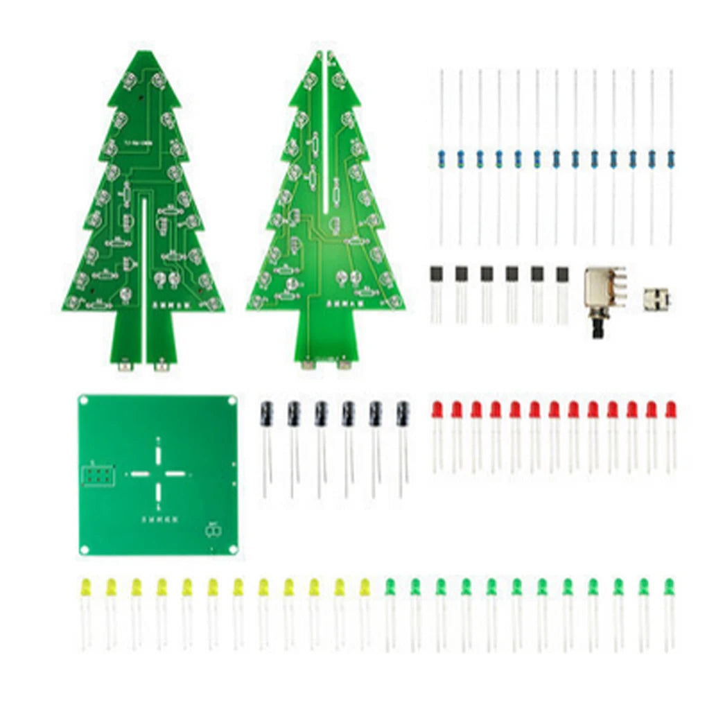 3D xmas Tree Soldering Practice Electronic Science Assembly Kit 3 Color/7 Color NoFlashing LED PCB DIY Electronics Kits