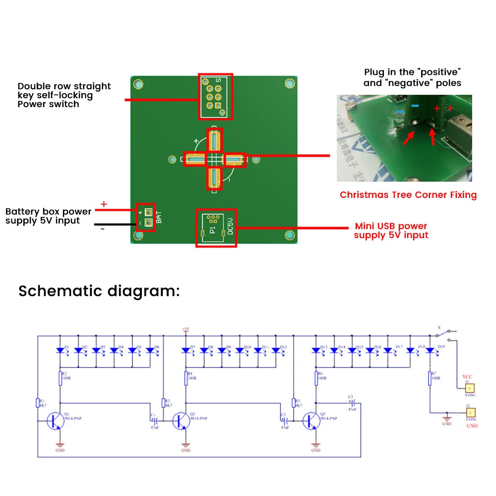 Xmas Tree DIY Kits RGB LED Flashing Tree DIY Kits Electronics Soldering Colorful 3D for Soldering Practice Learning