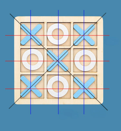 Parent-Child Interaction Wooden Board Game XO Tic Tac Toe Chess Funny Developing Intelligent Educational Toy Puzzles