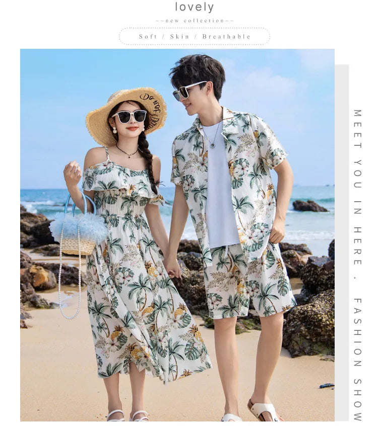 Vacation Look Couple Matching Clothes Family Clothing Mother and Daughter Resort Dress Father Beach Shirts Shorts Two Piece Sets