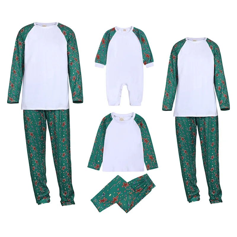 Christmas Family Pajama Set Sublimation Blank Children's Sleepwear Polyester Parent-child Matching Clothes Homewear Couples