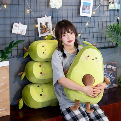 Kawaii Stuffed Fruit Avocado Doll Green Giant Avocado Plush Toy Soft Doll Big Sleeping Pillow Birthday Cute Gift for Girl