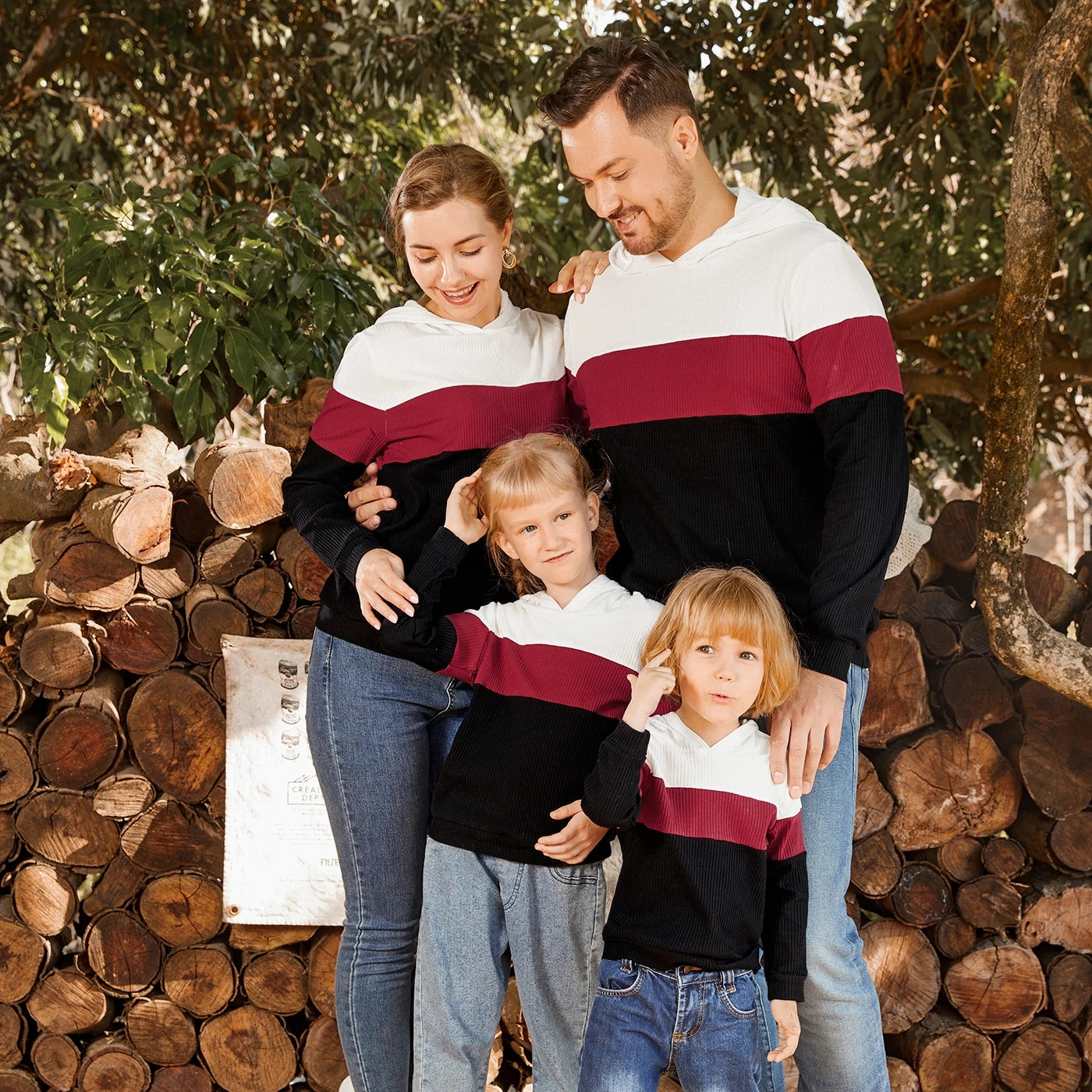 PatPat Family Matching Outfits Cotton Hoodies Rib Knit Colorblock Long-sleeve Outwear Father Mother Kids sweater