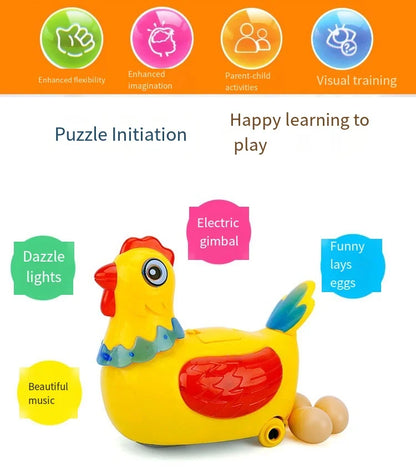 Novelty Chicken Laying Eggs Toy Music Animal The Magic Chicken with 3 Eggs Realistic Sound Singing Laying Eggs Puzzle Toys