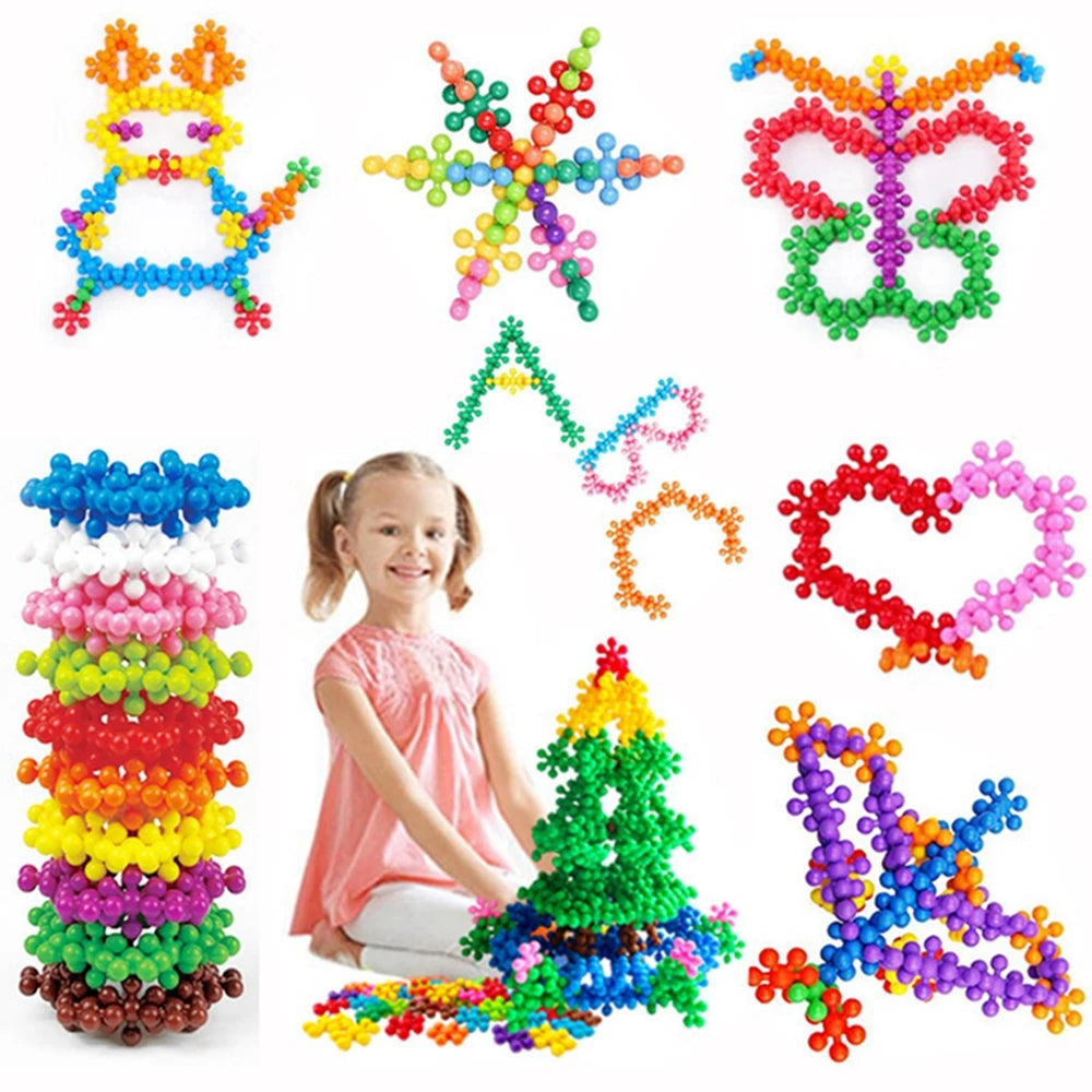 50/100PCS Snowflake Interlocking Building Block Toy Creative Stress Relief Fidget Toys Party Favors with Storage Box