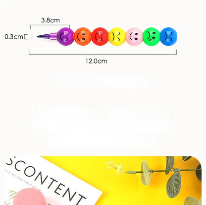 1pcs 7 Color Crayons Art Supplies for Kids Pastel Pen Drawing Set Stationery Kawaii Smiley Face Crayons Pencil School Supplies