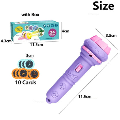 10 Cards Cartoon Projection Flashlight 80 Patterns Creative Children Flashlight Toy Projector Baby Toys Bedtime Story Book Toy