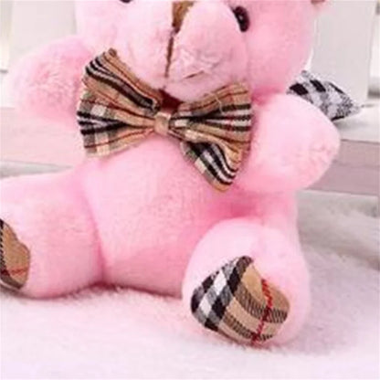 1PCS Plaid Bow Tie Plush Sitting Bear Toys Small Pendant Cartoon Bouquet Doll Wedding Activity Gift Soft Stuffed Toy Hot New 8CM