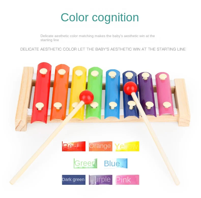 Wooden 8 Tones Multicolor Xylophone Wood Musical Instrument Toys For Baby Kids Wood Musical Instrument Toys Accessories