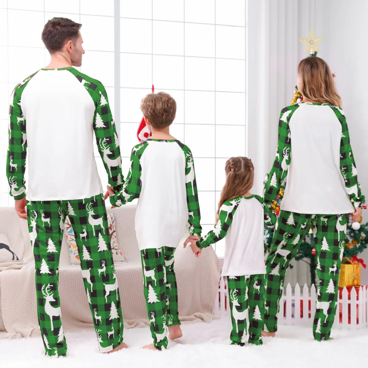 Christmas Family Matching Outfits Mom Dad Kids 2 Pieces Pajamas Set Baby Rompers Casual Loose Sleepwear Xmas Family Look Pyjamas