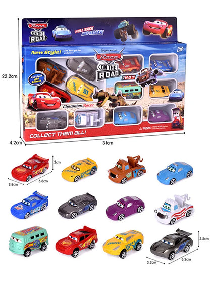 12Pcs Disney Pixar Cars Lightning McQueen Jackson Storm Mater PVC Model Car Toy For Kid birthday Gift