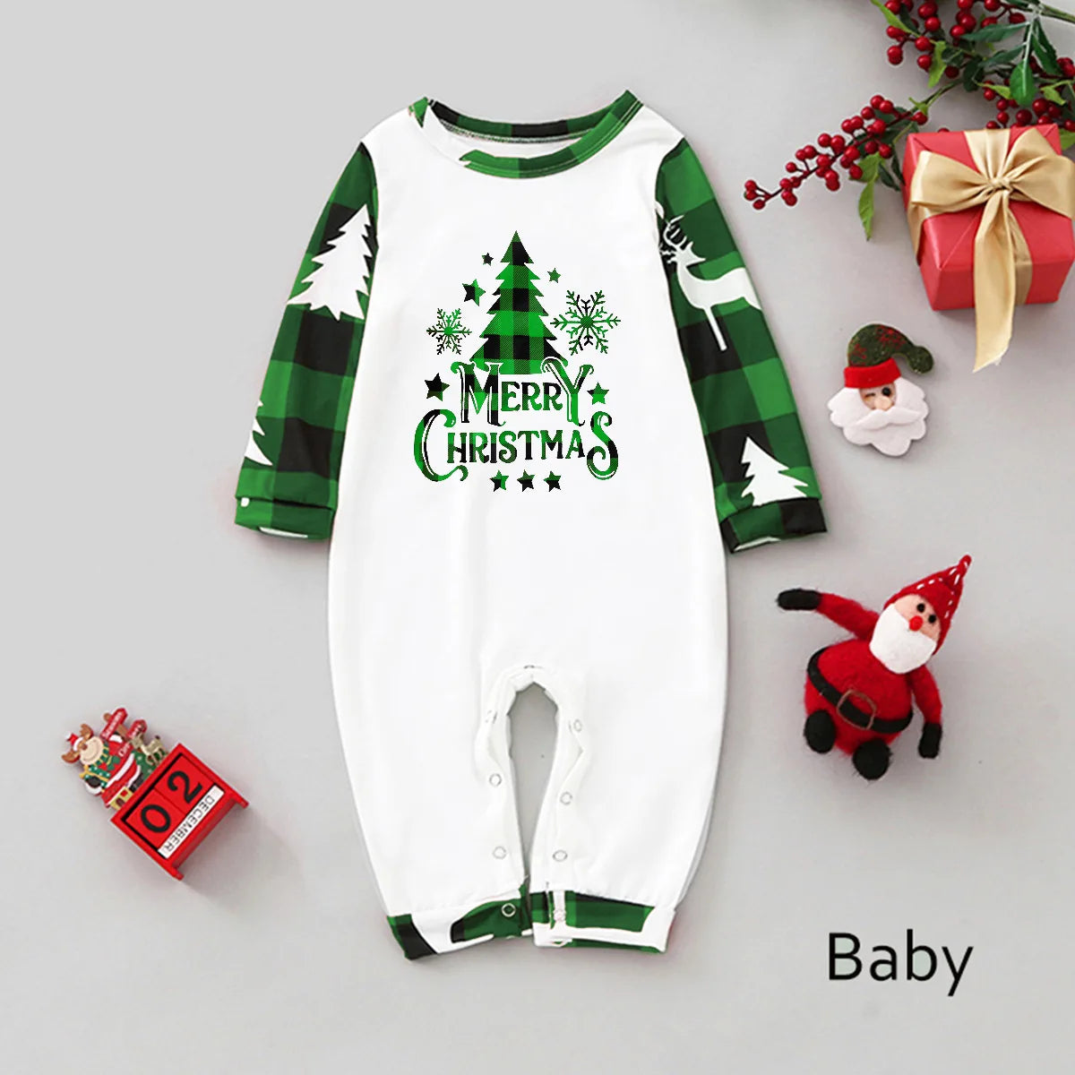 Christmas Family Matching Outfits Mom Dad Kids 2 Pieces Pajamas Set Baby Rompers Casual Loose Sleepwear Xmas Family Look Pyjamas