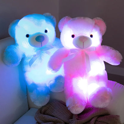 30cm Luminous Creative Light Up LED Bear Stuffed Animal Plush Toy Colorful Glowing Bear Christmas Gift for Kid