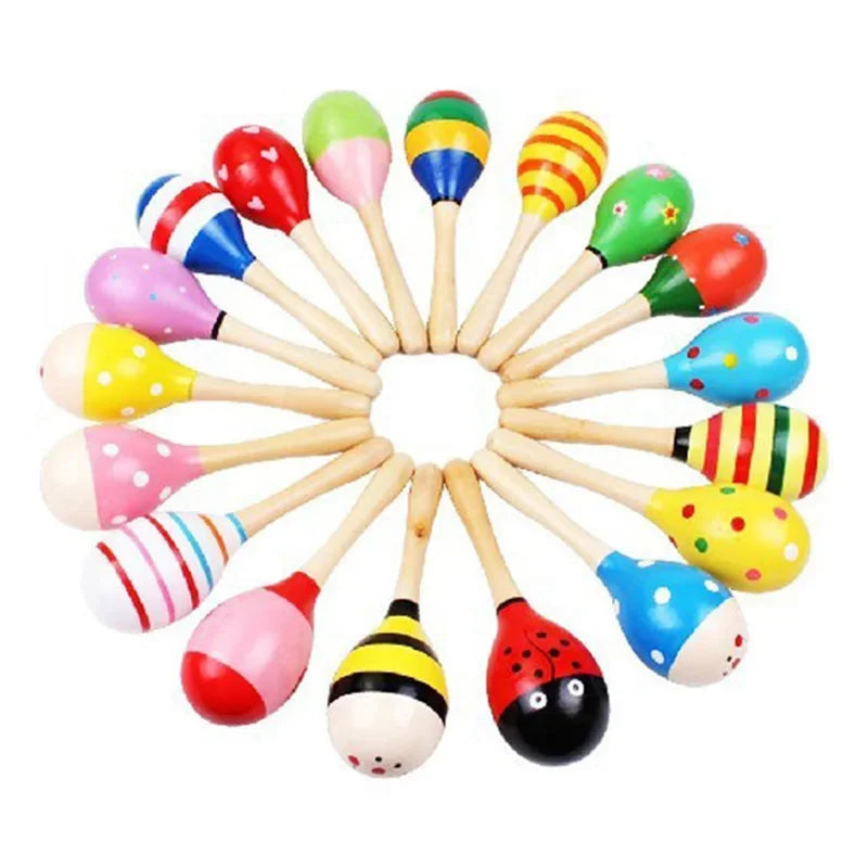 Colorful Wooden Children's Maracas Baby Musical Instruments Rattle, Party Toys Children's Gifts, 1 Piece Baby Toys Ring The Bell