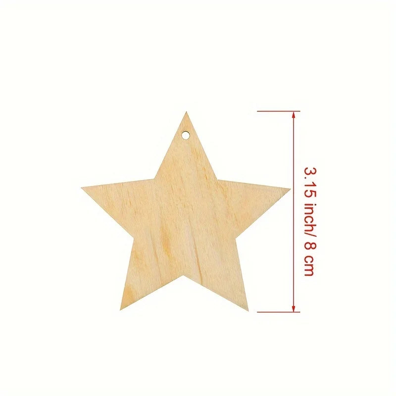 40 Pieces 3.15"/8cm Natural Star Wood Slices, DIY Ornaments Unfinished Wooden  Star for Party Decoration, Home Decoration