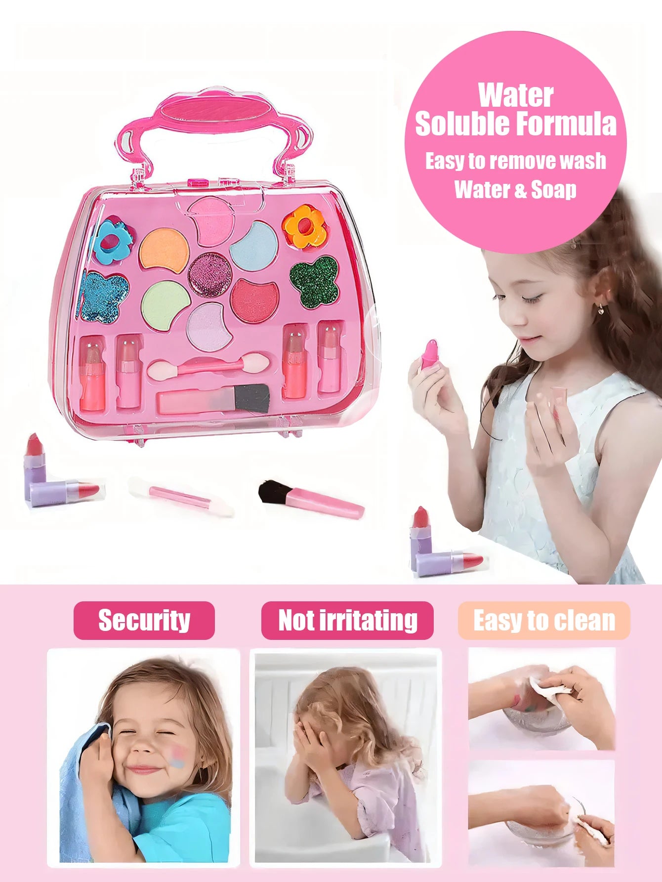 Children's beauty makeup bag toy for girl ,Kids Little handbag, princess washable, pretend toy, non-toxic and safe birthday gift