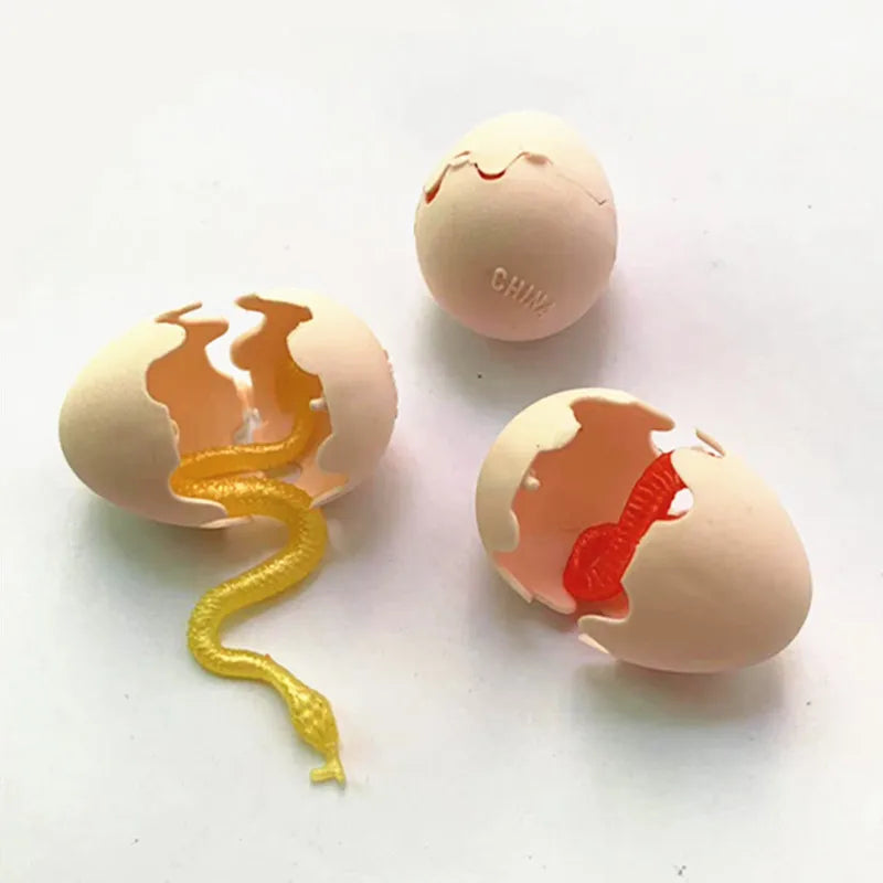 10Pcs Snake Egg Toys For Kids Halloween April Fool's Day Small Toys Stretchable TPR Soft Snake Inside The Egg Kids Fun Scare Toy