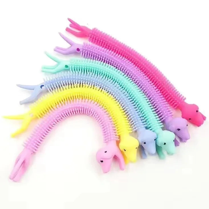 30-3PCS Funny Unicorn Pull Worm Noodle Fidget Toys Stretch String TPR Rope Anti Stress Toys String Stress Relief Autism Vent Toy