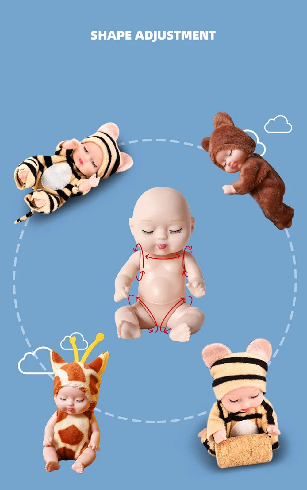 6Pcs Simulation Princess Dolls Toy Mini Cute Sleeping Baby Series Doll Cartoon Animal Toy For Kids Kawaii Dolls Girl's Gift