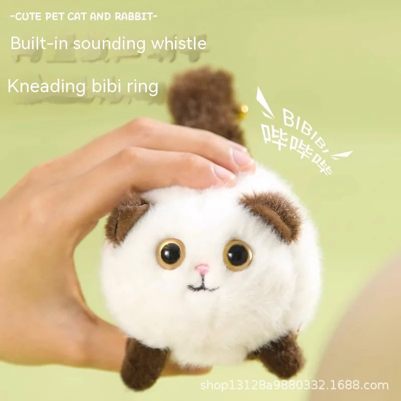 Tow Tail Little Cat Little Rabbit Plush Doll Will Be Called Online Red Plush Toy Doll Pull Dolls, Cat Accessories, Pet Pendants