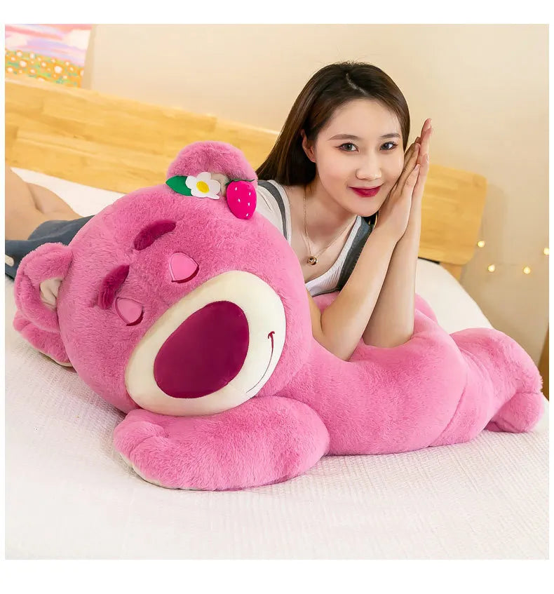 40cm Disney Toy Cute Plush Toys Pillow Cartoon Strawberry Bear Plush Doll Girls Kawaii Anime Bear Stuffed Doll Kids Gifts