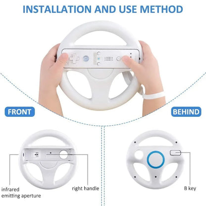 2Pcs Steering Wheel for Nintendo Wii Remote Game White Racing Wheel Game Controller wheel White Compatible with Mario Kart