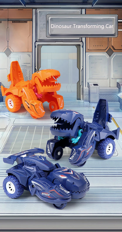 2 IN 1 Dinosaur Deformation Car Model Toy For Boys One Step Action Collision Transformation Mini Vehicles Toy Gift for Children