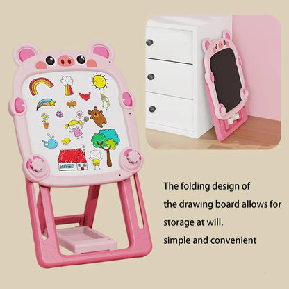 Art Easel For Kids Double-Sided Standing Art Easel For Kids Foldable Bracket Magnetic Chalk Board And White Board Easel For Kids