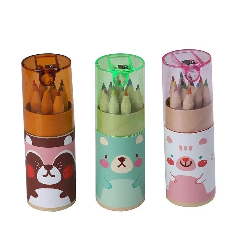 Manga 12 Color Pencils with Sharpener Coloring Crayons for Kids Drawing Art Stationery Supplies Children's Colored Pencil Set