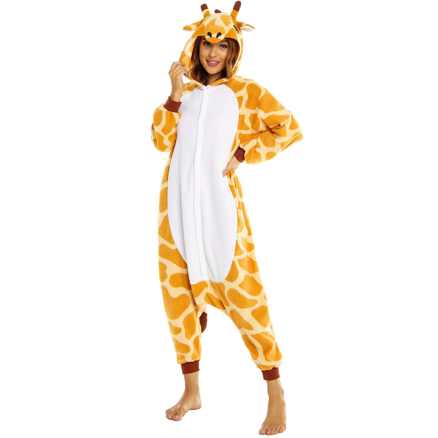 Giraffe Onesie Pajamas for Kids Adult Unisex Pijamas Family Look Matching Cute Costumes Halloween Cosplay One-piece Sleepwears