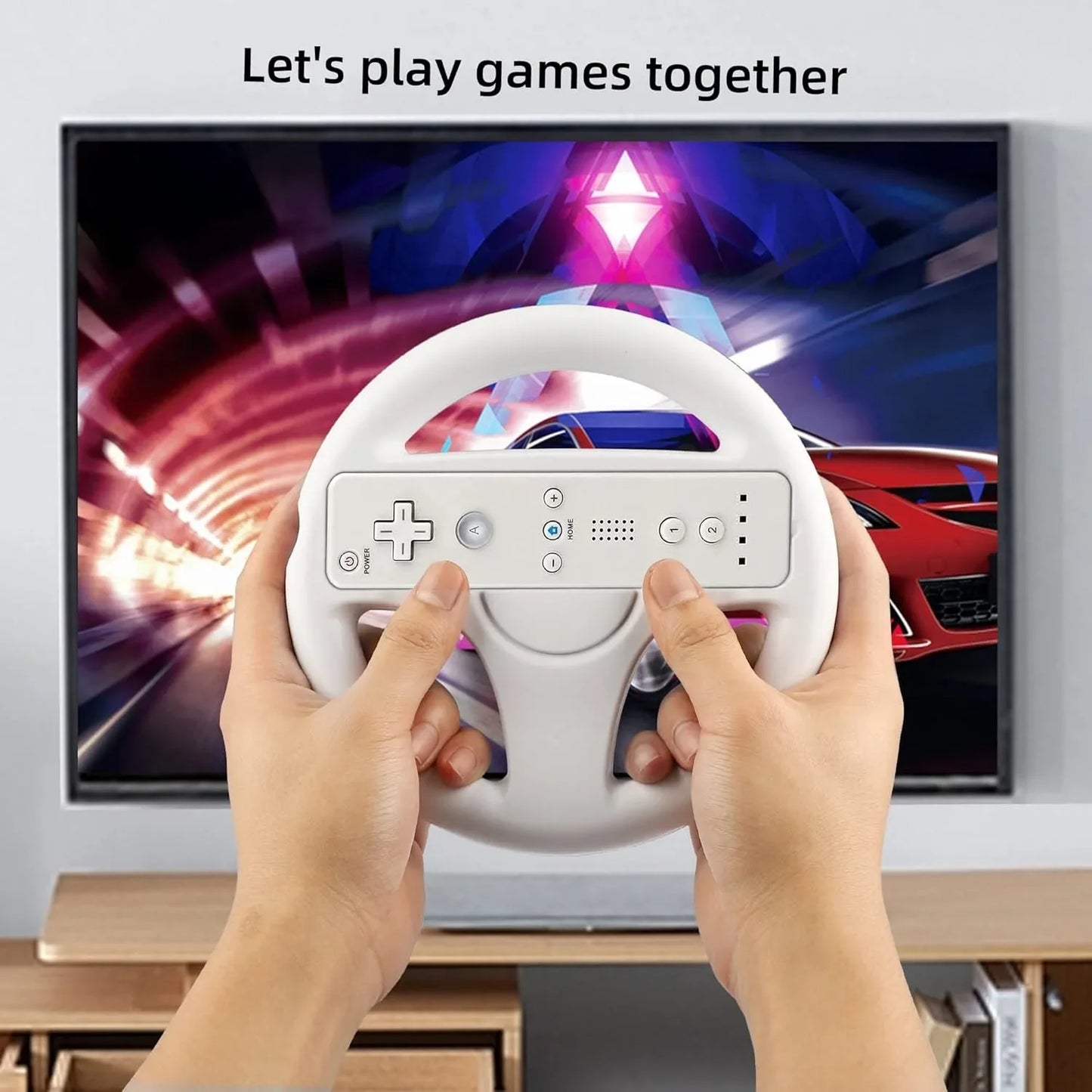 2Pcs Steering Wheel for Nintendo Wii Remote Game White Racing Wheel Game Controller wheel White Compatible with Mario Kart