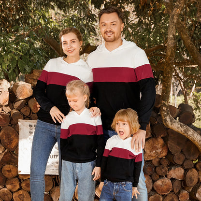 PatPat Family Matching Outfits Cotton Hoodies Rib Knit Colorblock Long-sleeve Outwear Father Mother Kids sweater