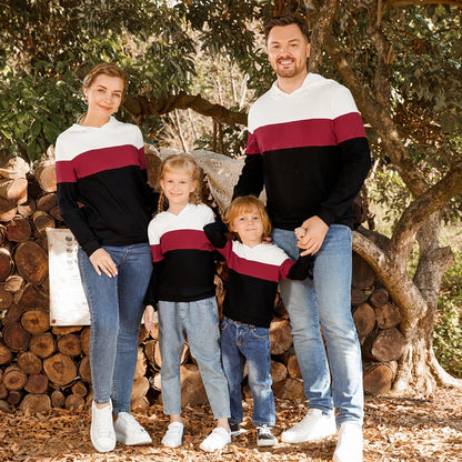 PatPat Family Matching Outfits Cotton Hoodies Rib Knit Colorblock Long-sleeve Outwear Father Mother Kids sweater