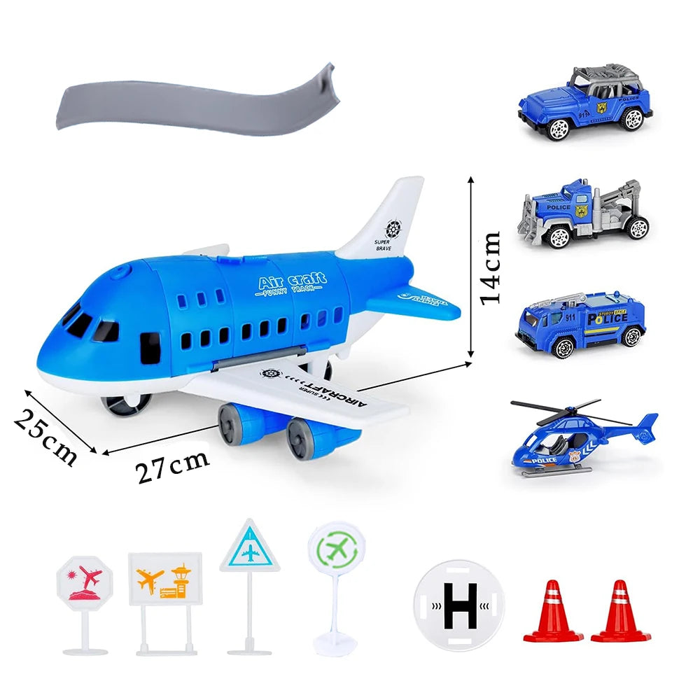 5EN1 toy airplane, transport plane with 3 mini cars and 1 mini helicopter, education vehicle