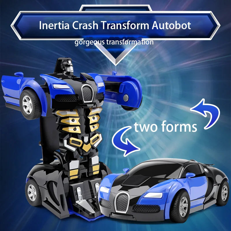 Transformation Mini 2 In 1 Car Robot Toy Anime Action Collision Transforming Model Deformation Vehicles Toy Gift for Children