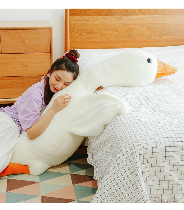 90-190cm Lovely Big White Goose Throw Pillow Plush Toy Big Goose Doll Sleep on Bed Birthday Gift Girl Envio Gratis Stuffed Toys