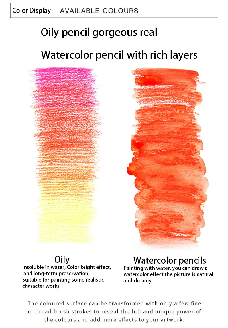 Wood Watercolor Pencil 12/24/36/48/72 Colors Professional Oil Water Soluble Colored Pencils For Draw Sketch School Art Supplies