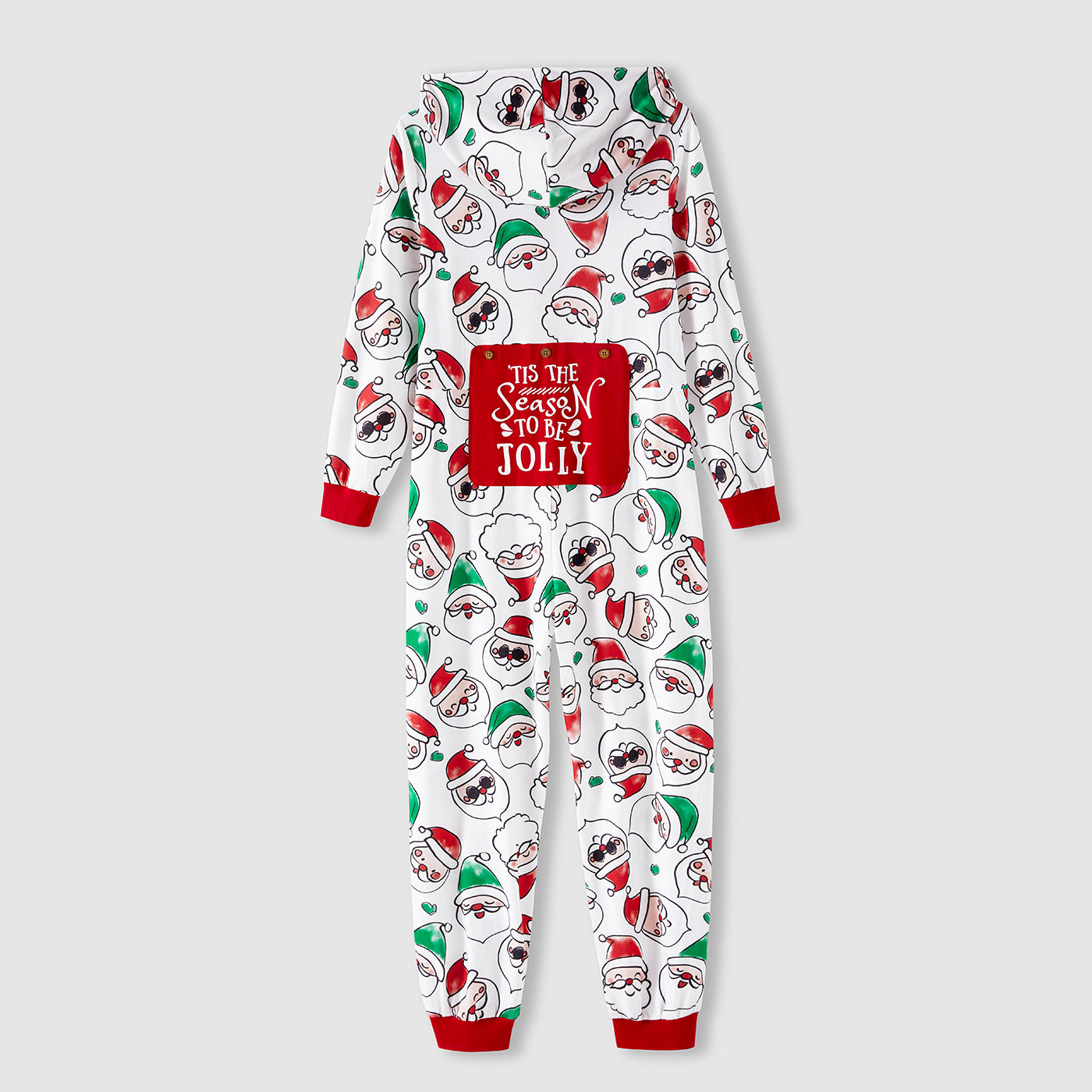 PatPat Christmas Family Matching Allover Santa Claus Print Long-sleeve Hooded Zipper Onesies Pajamas (Flame Resistant)