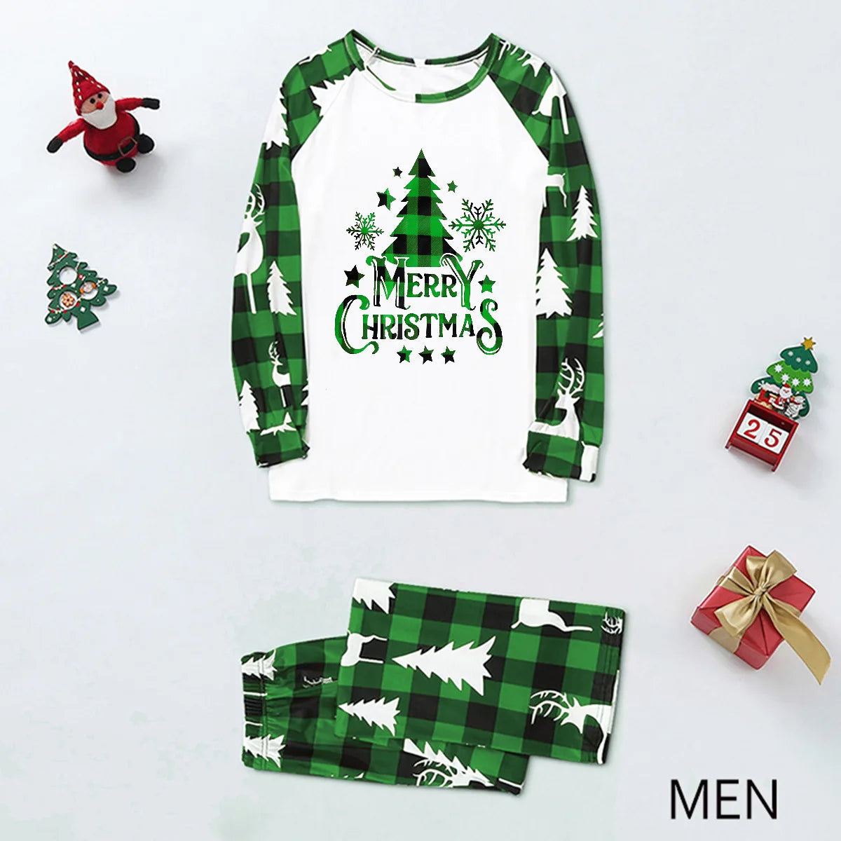 Christmas Family Matching Outfits Mom Dad Kids 2 Pieces Pajamas Set Baby Rompers Casual Loose Sleepwear Xmas Family Look Pyjamas