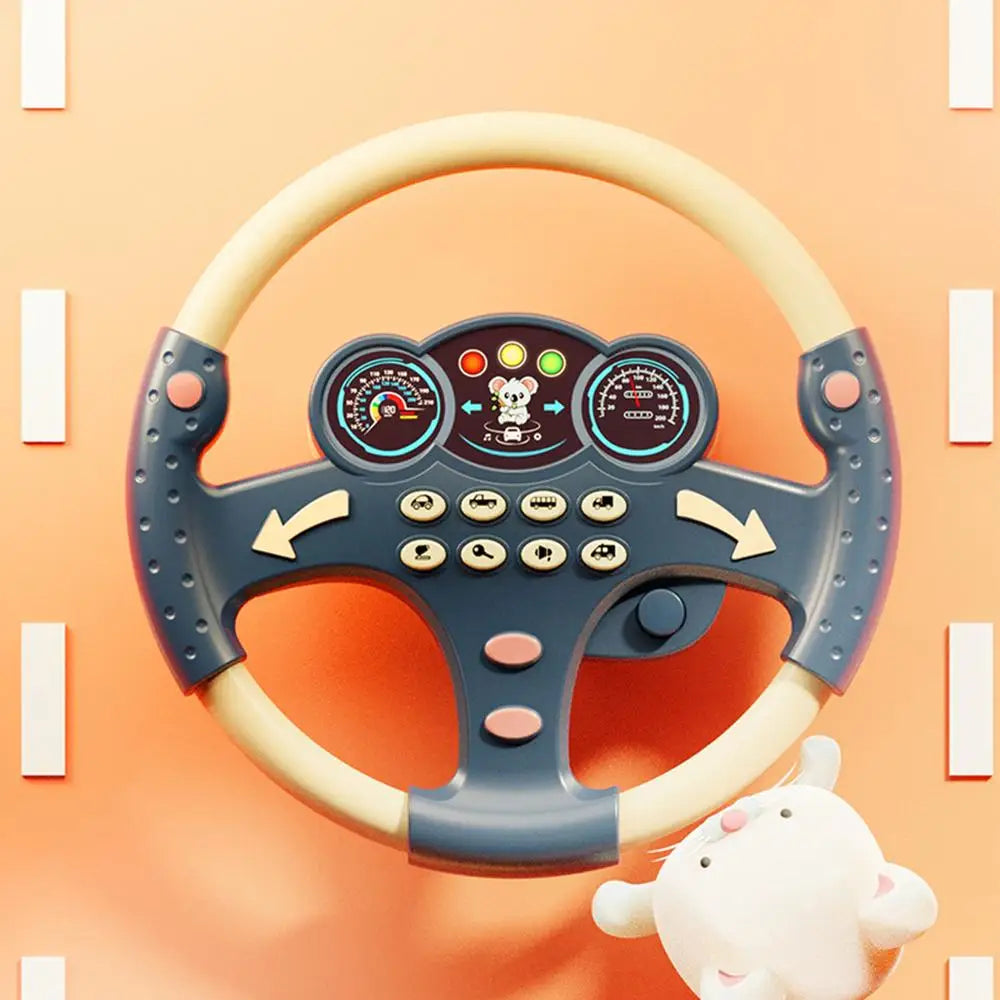 Electric Steering Wheel Children's Simulation Driving Steering Toy Pretend Play Driver Early Education Puzzle Toys for Boys Girl