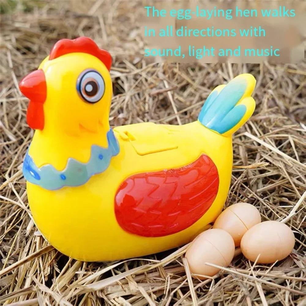 Novelty Chicken Laying Eggs Toy Music Animal The Magic Chicken with 3 Eggs Realistic Sound Singing Laying Eggs Puzzle Toys